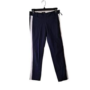 Babaton Aritzia Dexter Pants w Side Tuxedo Stripe & Zip in Navy & White - Sze 0